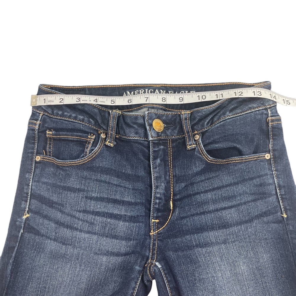 American Eagle Super Stretch Dark Wash Skinny Denim Jeans Size 4 - Picture 10 of 13